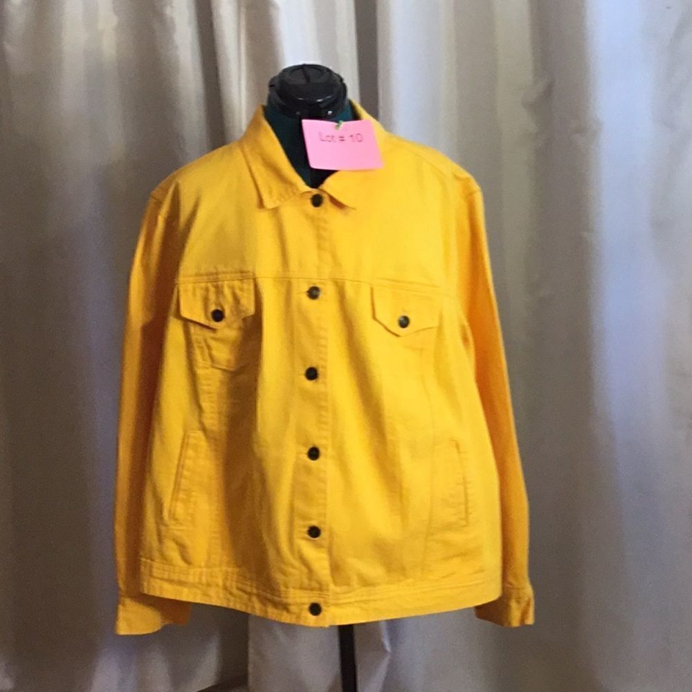 100% cotton utility jacket in brilliant yellow in size 32 w by JESSICA LONDON - Picture 2 of 12